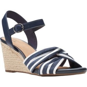 NEW WIDE CLARKS Sandals Margee Wedge Espadrilles Comfort Ortholite Footbed 10W